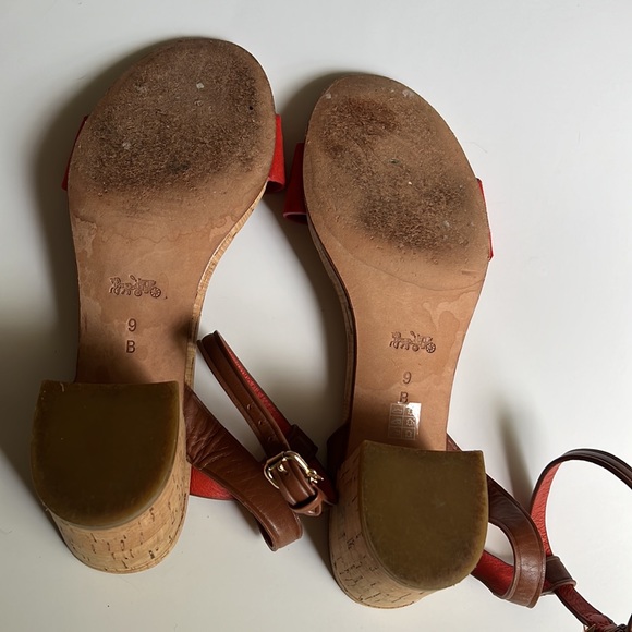 Coach Red Leather Sandals Size 9 B - Picture 6 of 8